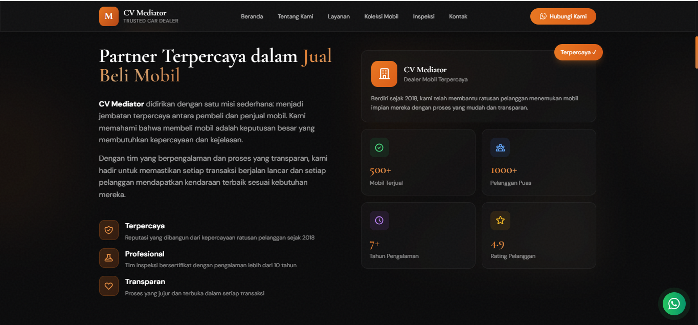 CV Mediator Landing Page Dealer Mobil - Screenshot 2