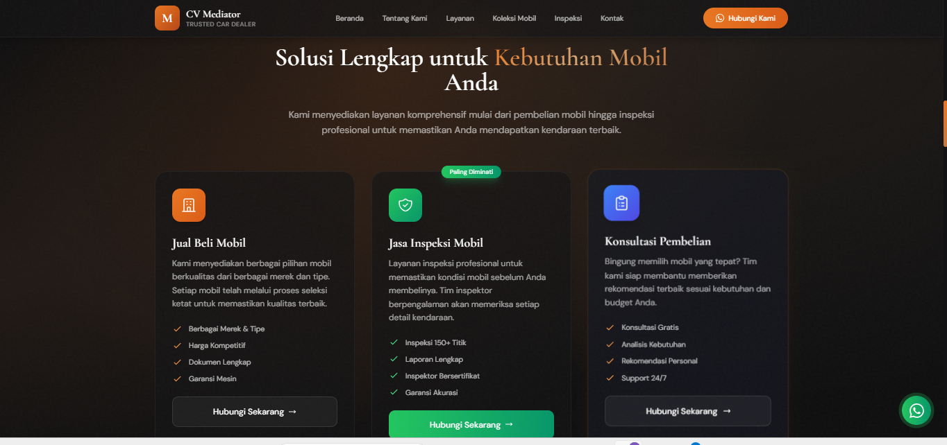 CV Mediator Landing Page Dealer Mobil - Screenshot 3