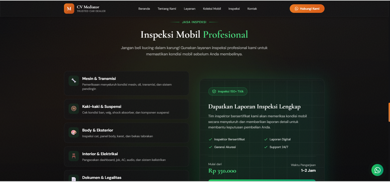 CV Mediator Landing Page Dealer Mobil - Screenshot 4